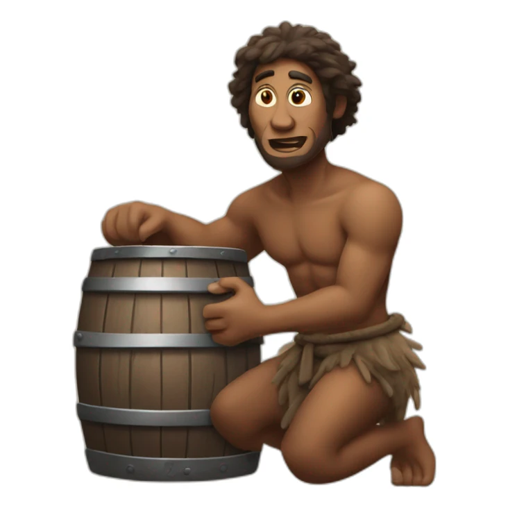 primitive man holds a barrel of oil in his hands sticker