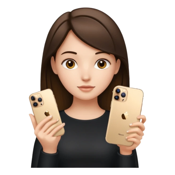 brunette girl holding iphone 16 pro max gold sticker