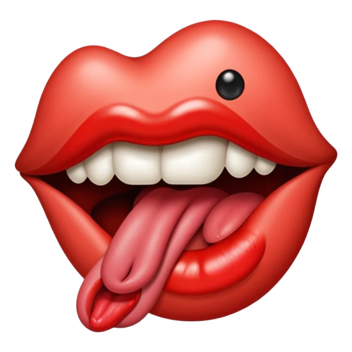 a mouth with its tongue sticking out, referencing the Rolling Stones album sticker