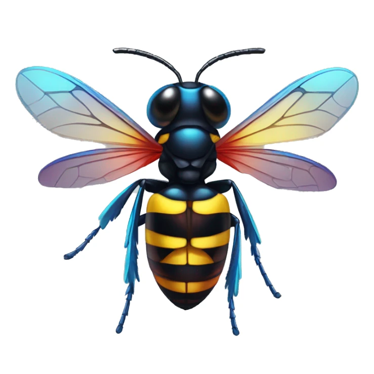 German black red yellow Wasp blue iridescent wings sticker