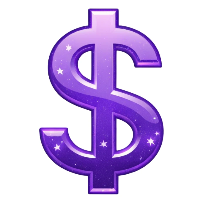 symbol money $ glitter purple sticker