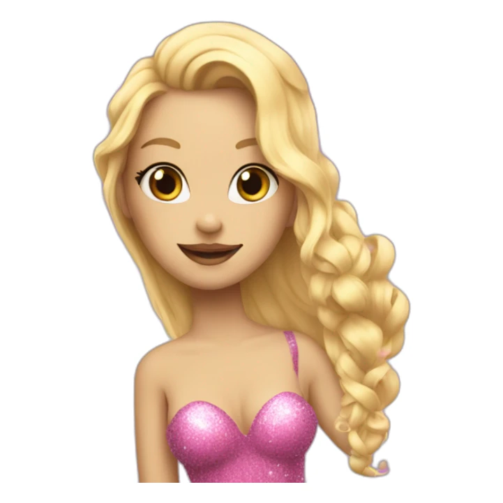 Siren with blonde hair with tail pink and glitters sticker