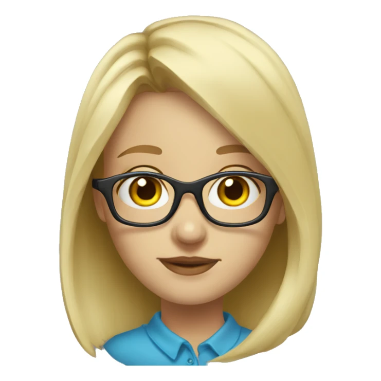 blonde girl in glasses portrait blue sticker