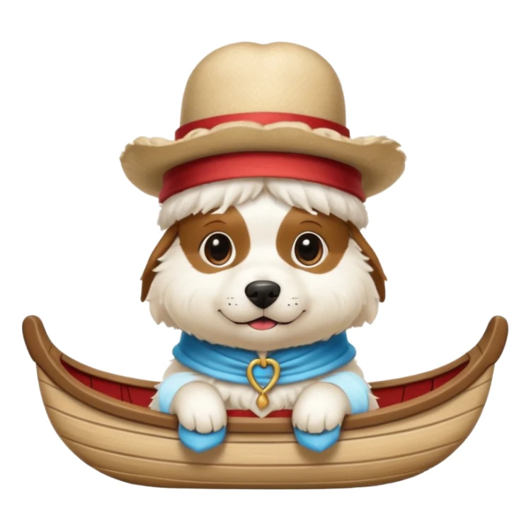 white dog with iconic gondolier hat sticker