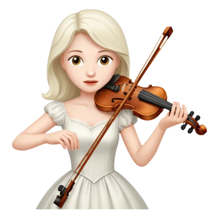 woman playing violin with white dress sticker