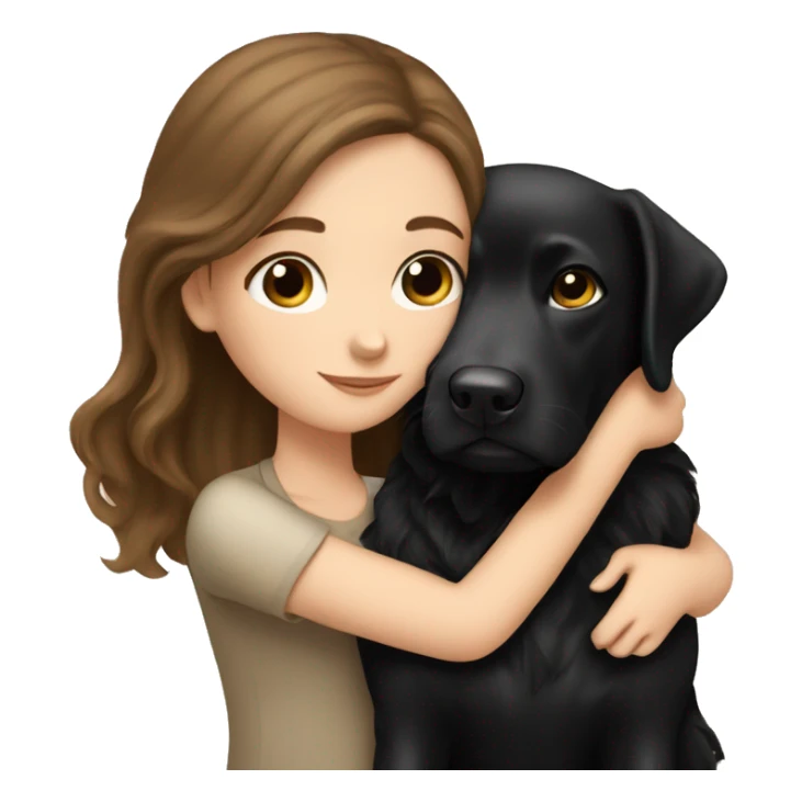 long brown hair white girl cuddling a cute black Labrador  sticker