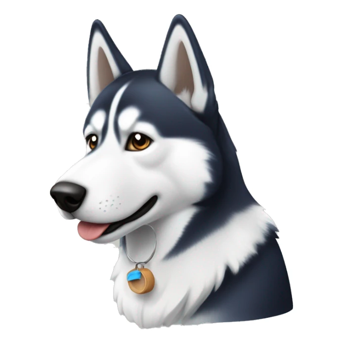 Husky blanco con un ojo azul y otro café y con una oreja negra sticker