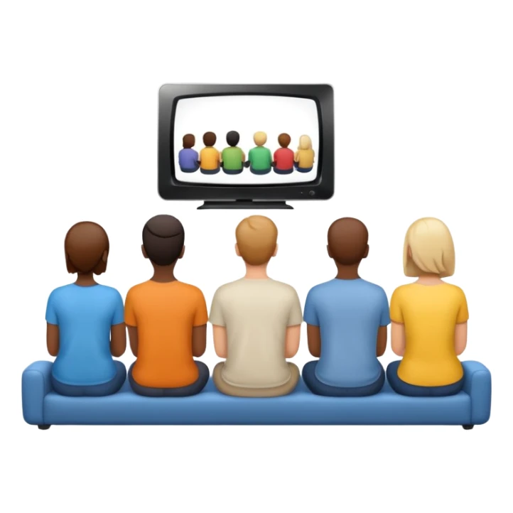 group of people watching TV with their backs turned sticker