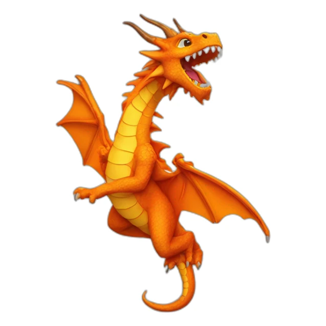 Dragon feu grand imposant orange qui crache du feu de face sticker