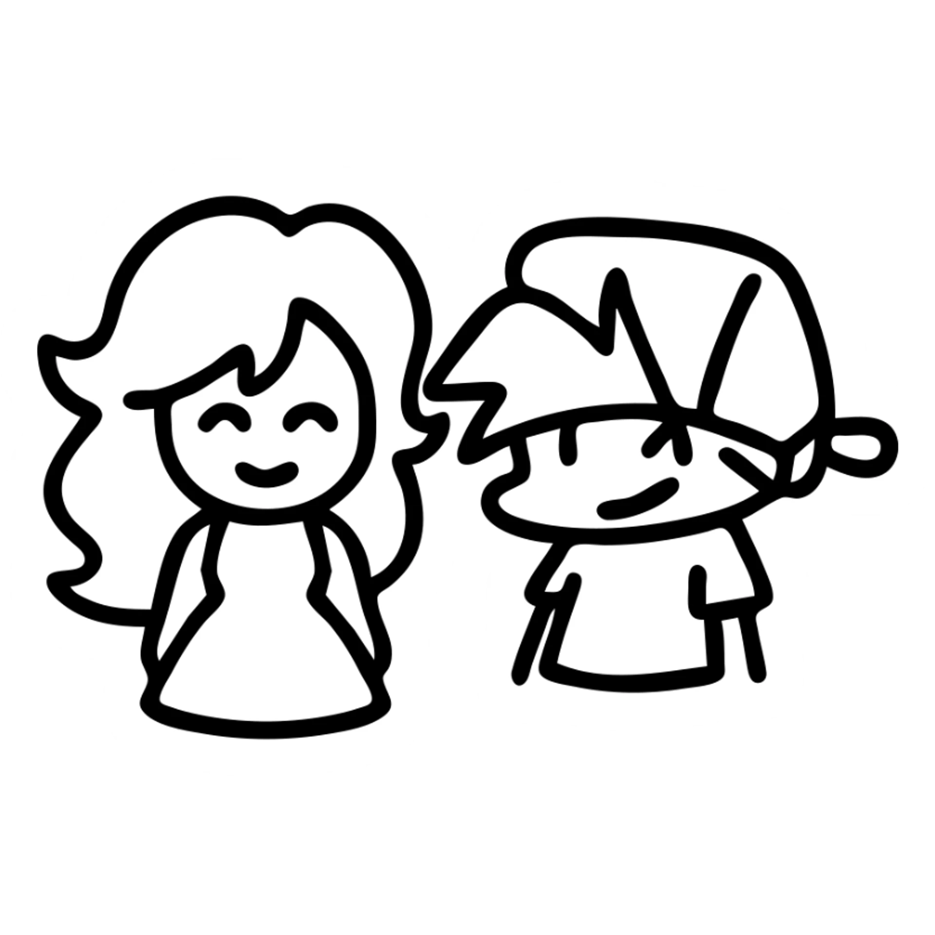 Friday Night Funkin' Girlfriend and Boyfriend with stylized faces, minimalistic icon style sticker
