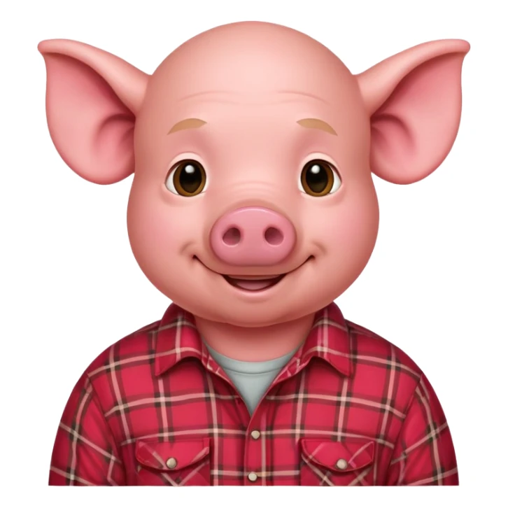 smiling bald pig man in red plaid shirt with floppy down pointed ears  sticker