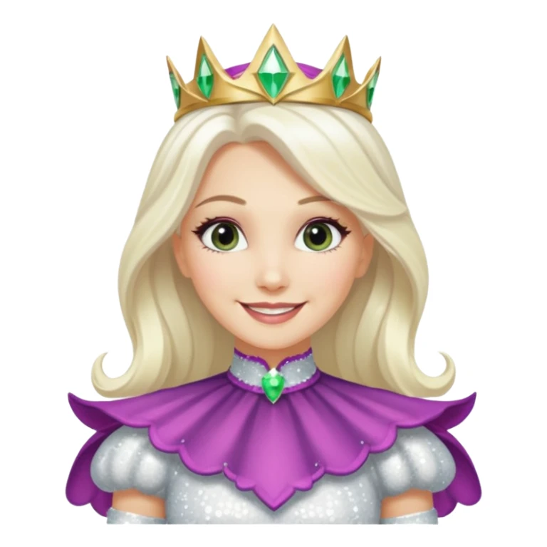 The Good Witch from Oz with long white blonde hair, white sequin outfit sticker