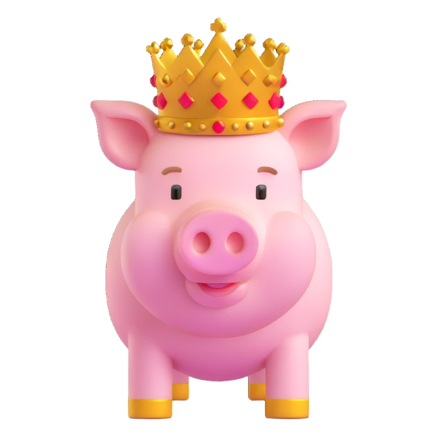 Minecraft style pig with a golden crown inspired by Technoblade sticker