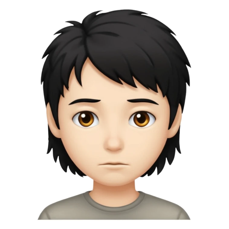 Cabelo bagunçado meio pequeno preto com cor de pele branca sticker