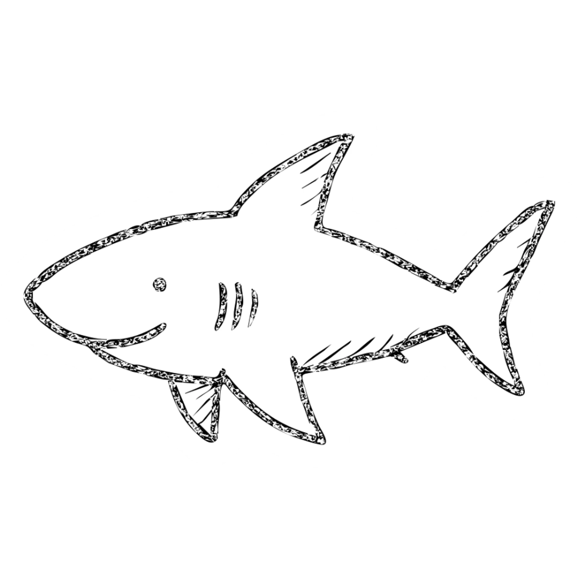 hand-drawn outline of a blue shark sticker