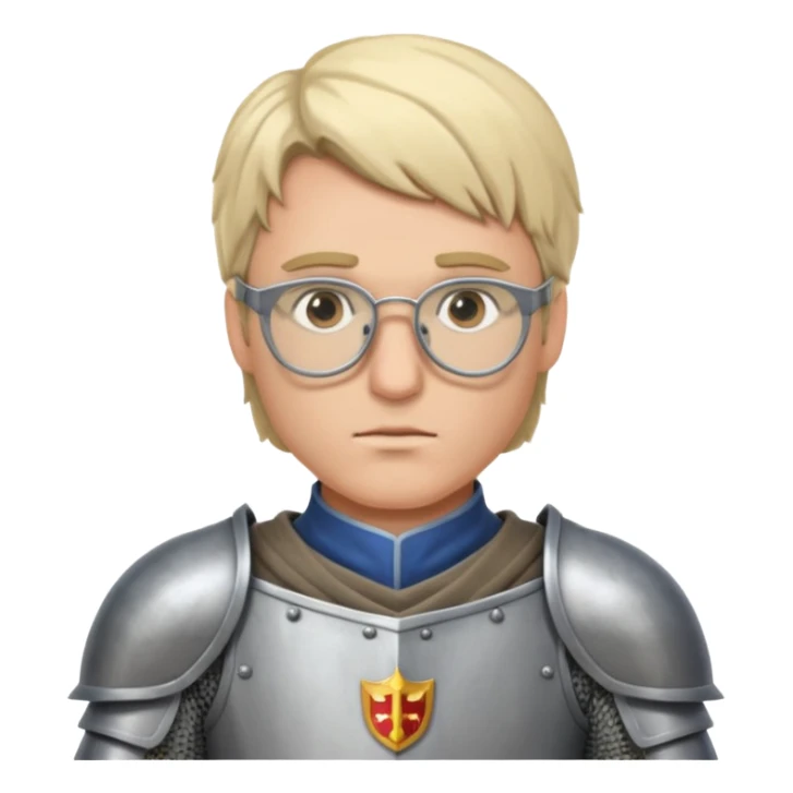 Male knight adjusting glasses — serious focus. sticker