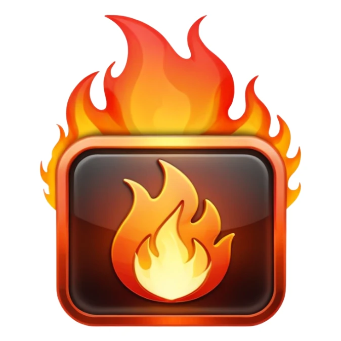 video play button with flames sticker