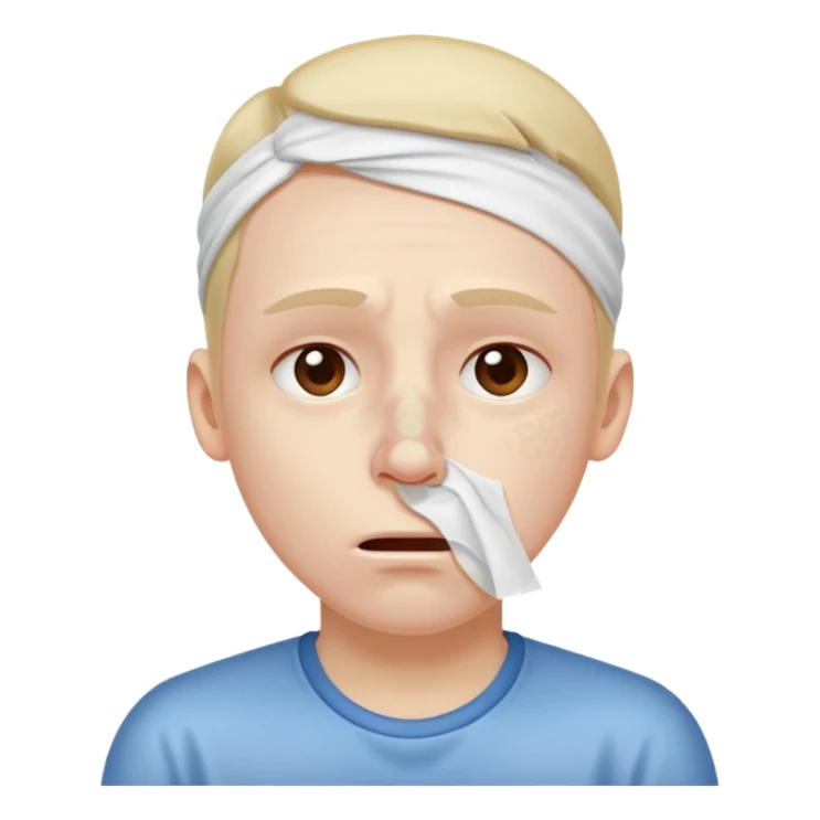 sick person with tissue on nose, fever and is shaking. sticker
