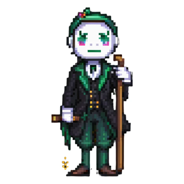fancy character with cane crossed out with X sticker