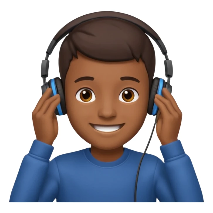 a boy fully takes off his headphone from his head sticker