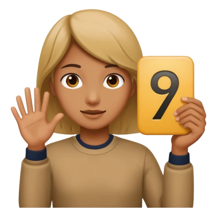 person holding up the number 67 sticker