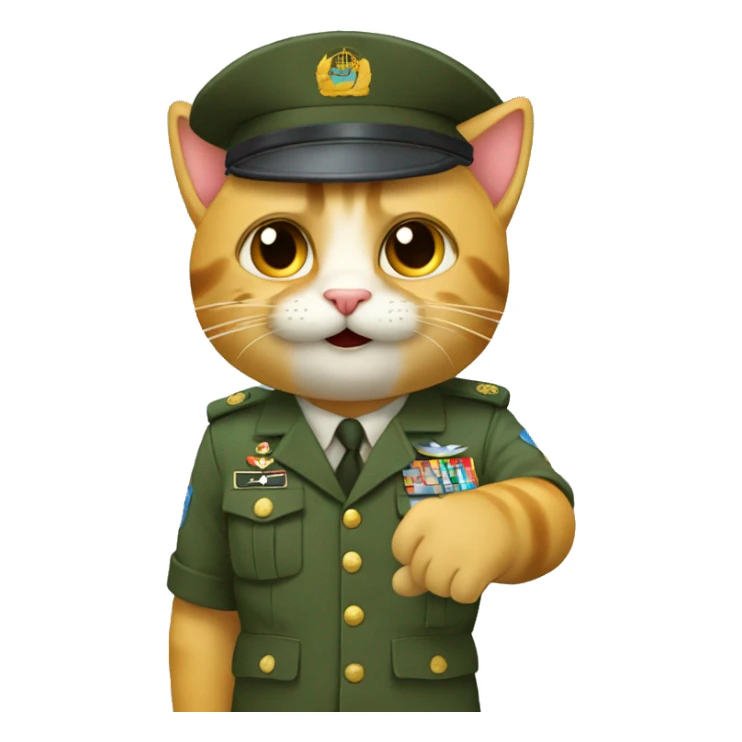 UN gatito haciendo el saludo militar. sticker
