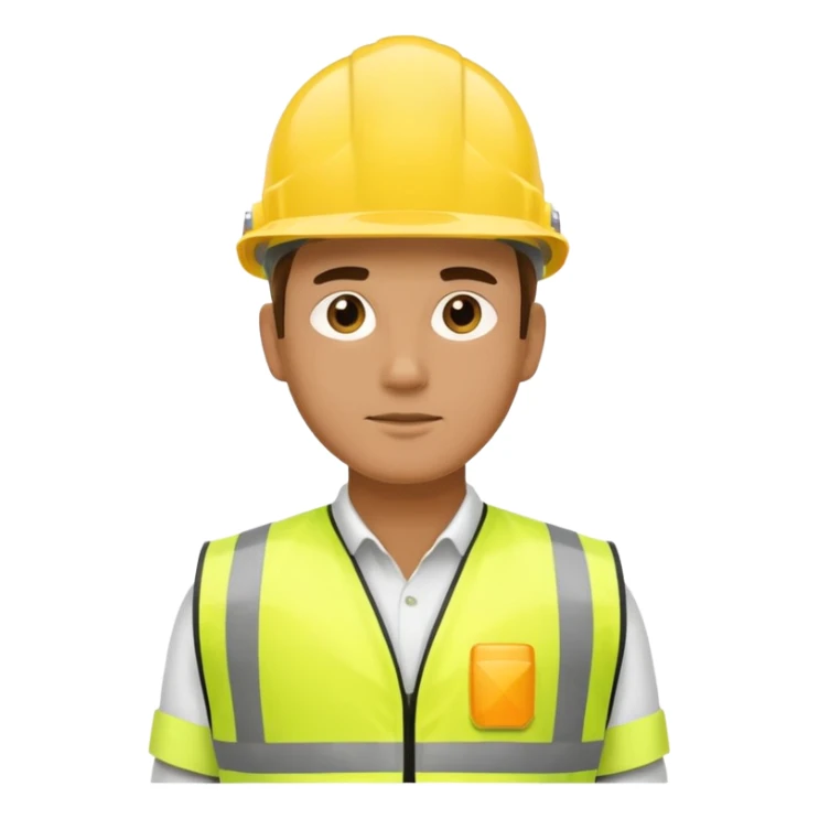 Guy with yellow reflective vest and white protection helmet sticker