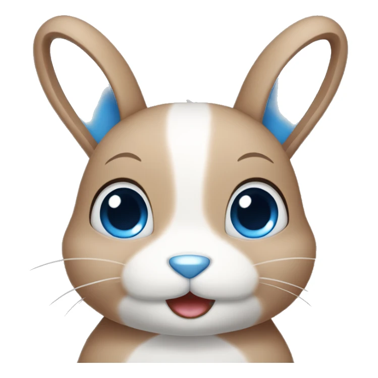 cute bunny with blue eyes, light brown face with white line in the center sticker