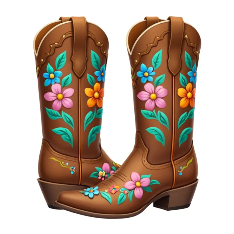 Cowboy boots with flowers in then sticker