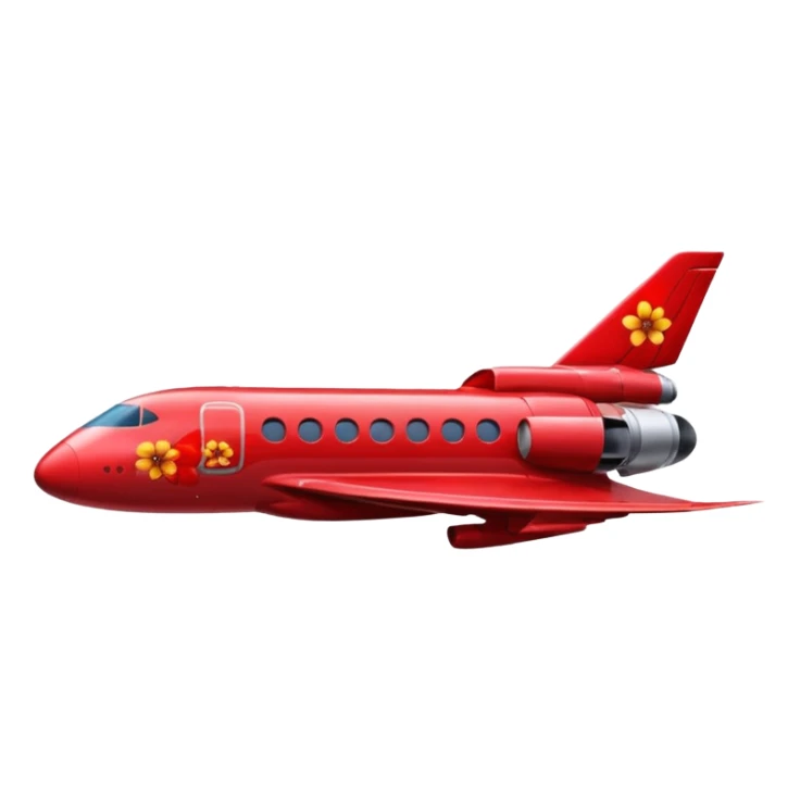 a red flower splashed in red paint on the side of a space jet fuselage sticker