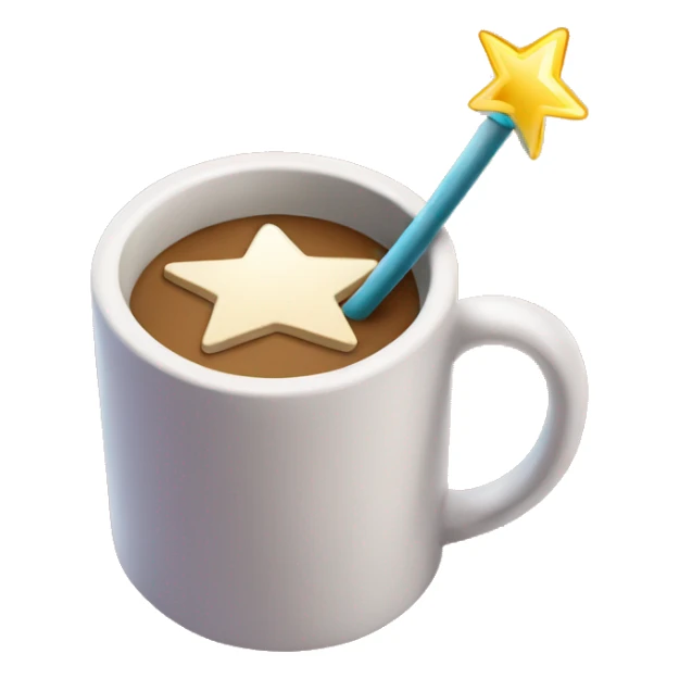 Coffee mug with a magic wand with a star at the point of the wand  sticker