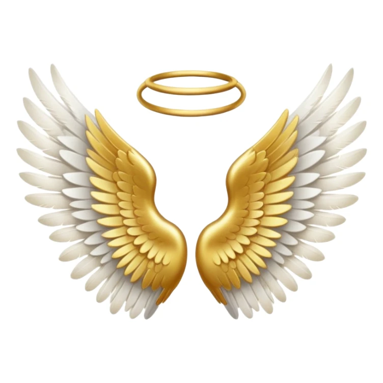 angel wings, golden glowing sticker
