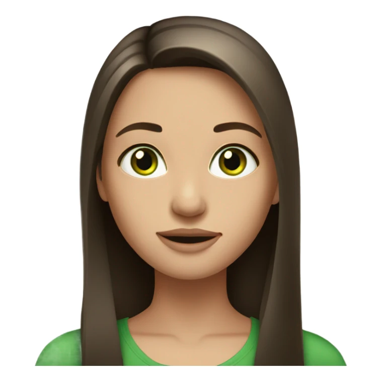 Brunette girl. Long straight hair. Green eyes. sticker