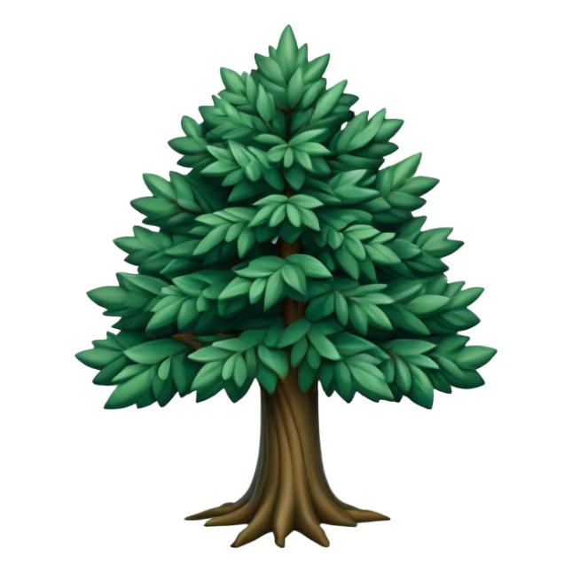 generate realistic detailed tree in 3d style dark green color sticker