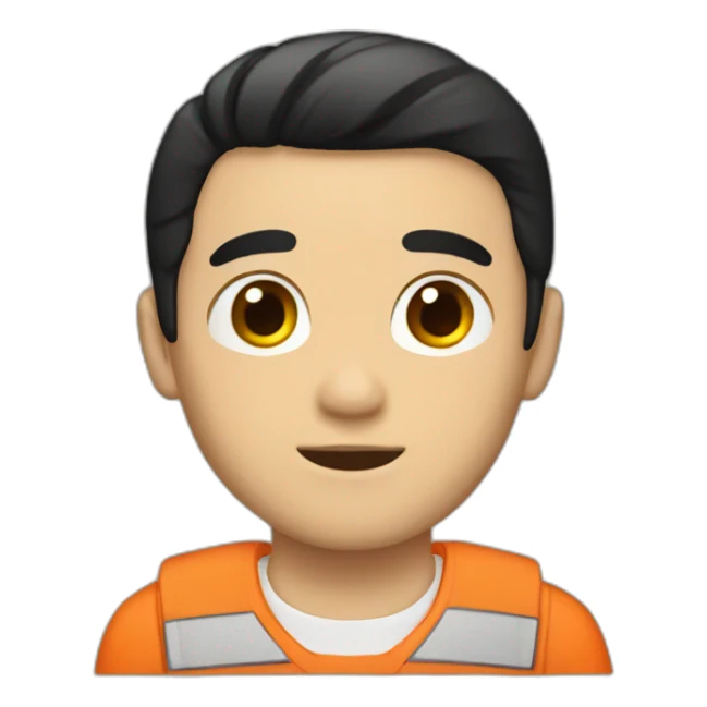 white boy black hair in orange prisoner uniform sticker