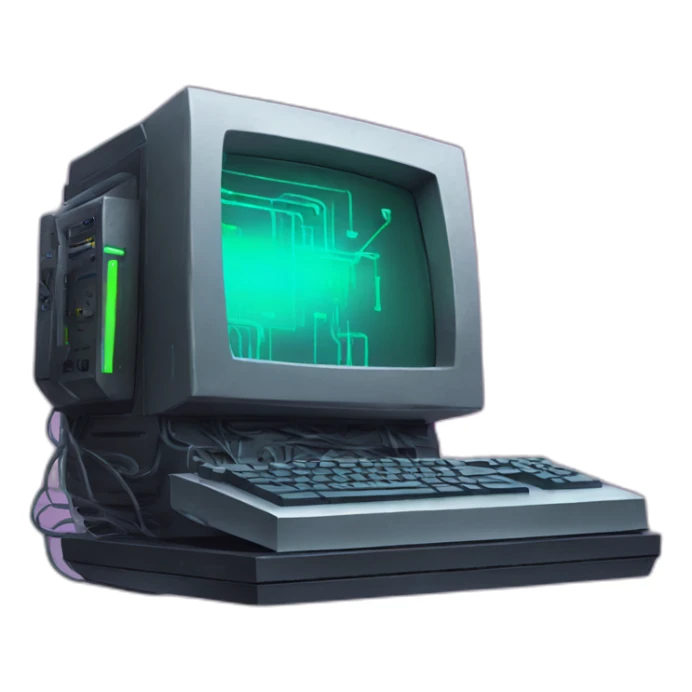 Cyberpunk computer with monitor sticker