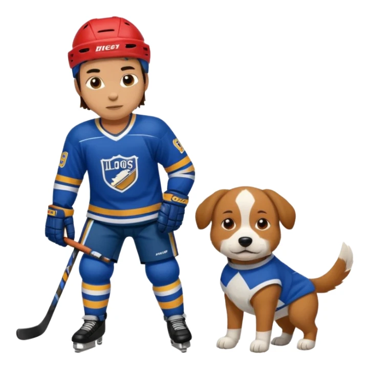 A hockey player with dog  sticker