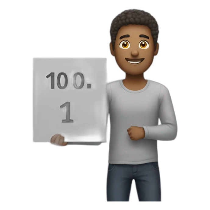 man holding sign that says 10/10 sticker