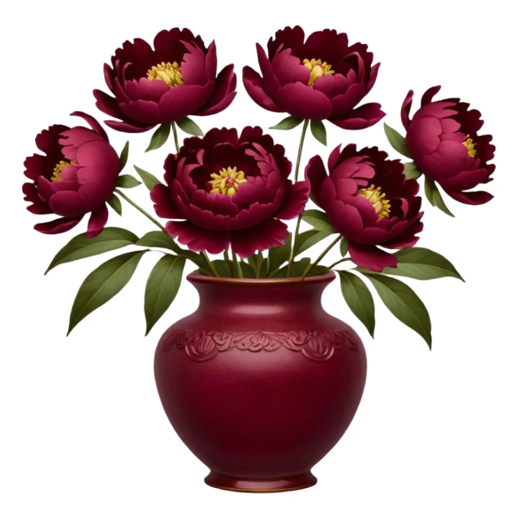 burgundy peonies in a vintage vase sticker
