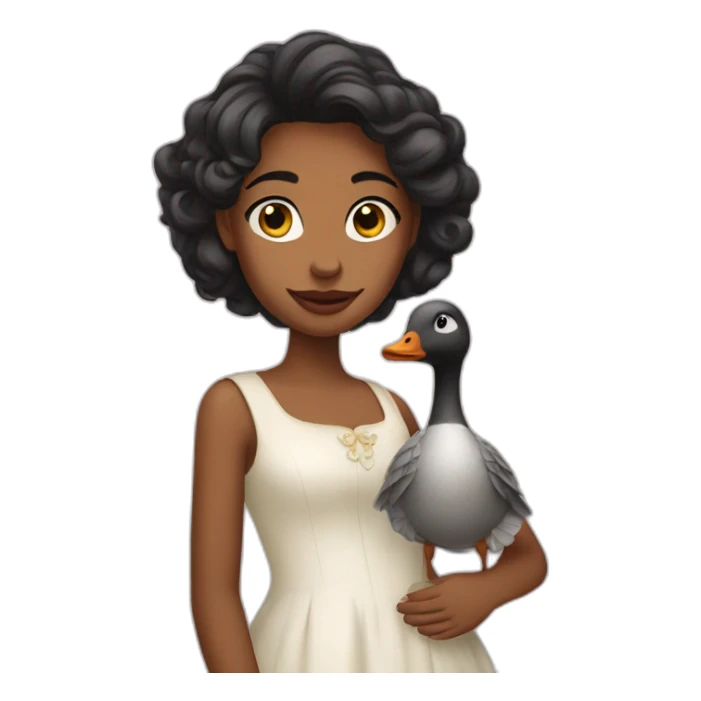 A girl with a goose queen sticker