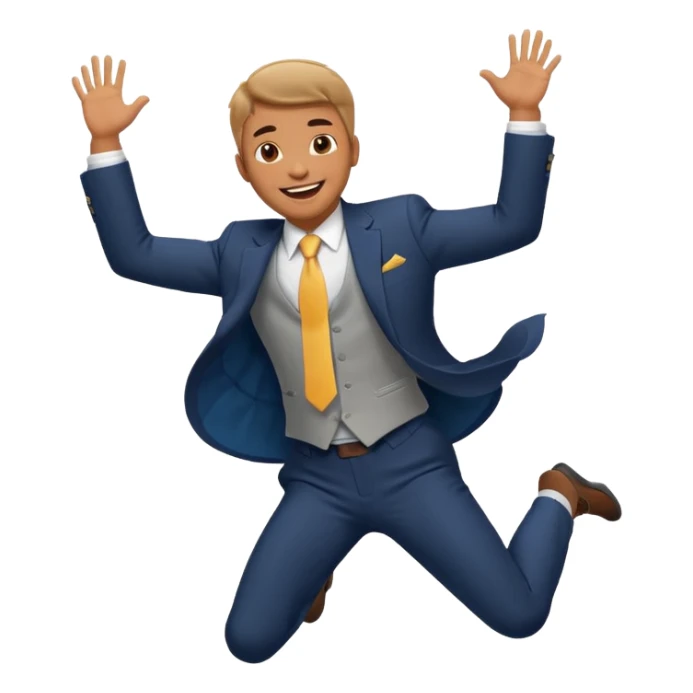 a man in a formal suit jumps with joy sticker