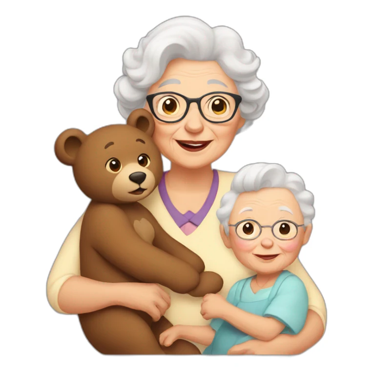 A bear as a grandma with a grandchild sticker