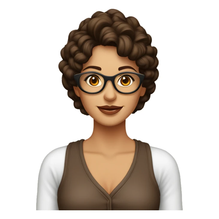  mujer morena pelo largo liso color marrón con lentes sticker