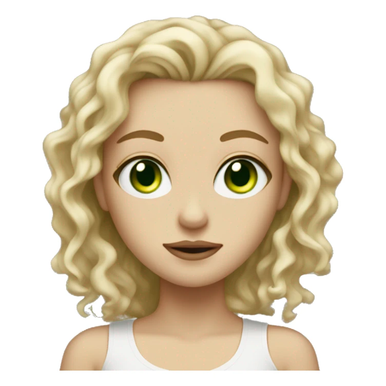 white gir woth green eyes and dirty blonde wavy hair sticker