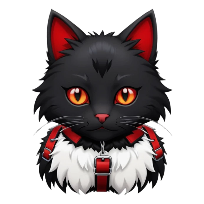 black cat edgy emo furry fursona with a red chest harness  sticker