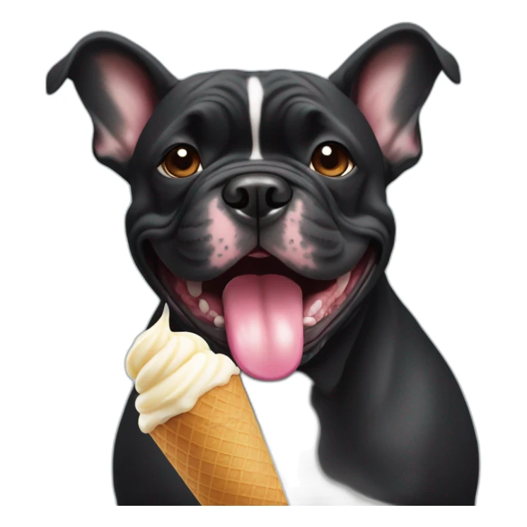 Black French buldog with ice cream sticker