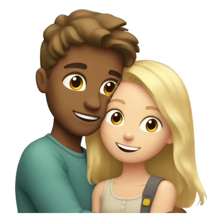 Brown haired boy hugging blonde girls head sticker