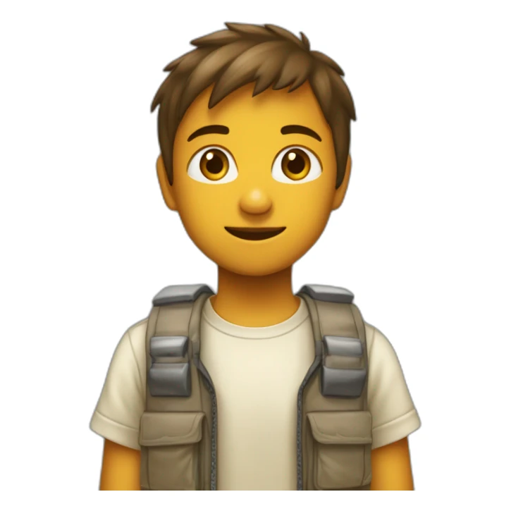 Gars de 13 ans brun blanc en cargo et tee-shirt manche courte  sticker