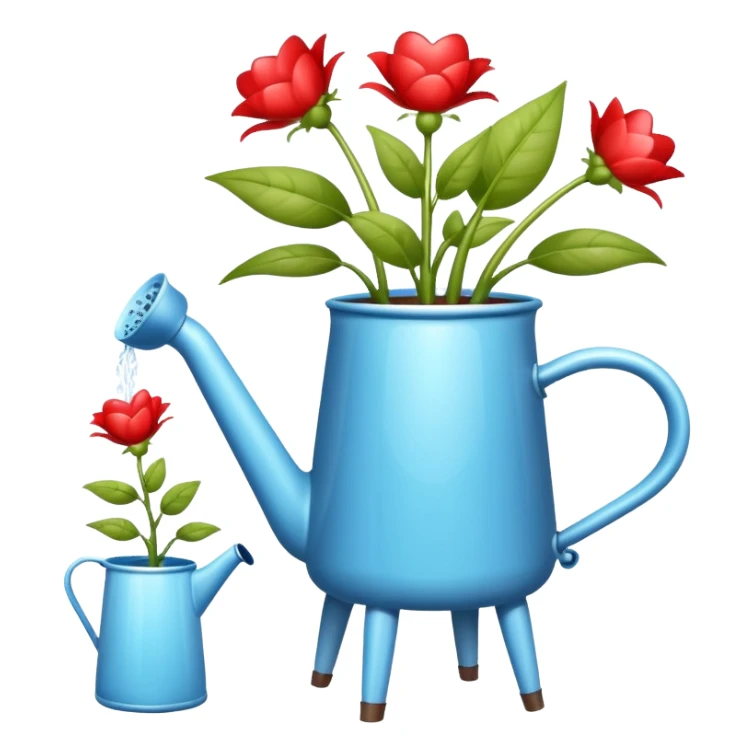 i want a watering jug with legs watering 3 plans in increasing height with hearts in the flowers sticker