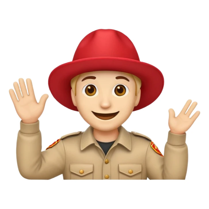 smiling emoji waving with a red Spanish cordobés hat sticker